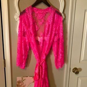 Pink Lace Robe/beach cover up